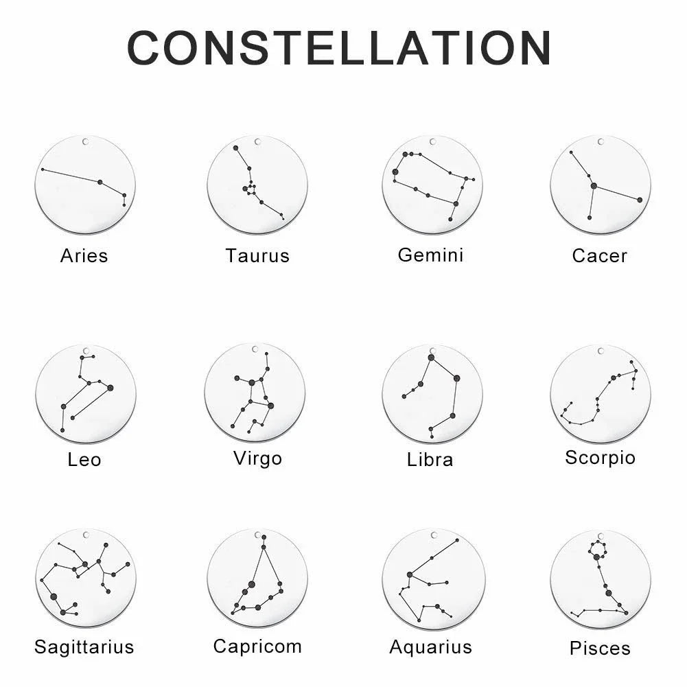 Customizable Zodiac Sign Necklace - Stainless Steel Layered Pendant