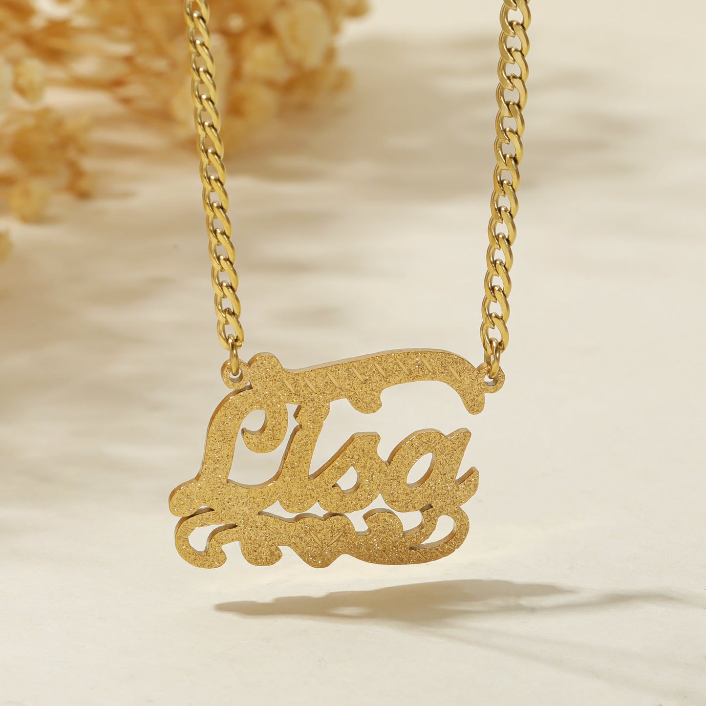 Frances Diamond Cut Cloud Heart Name Necklace
