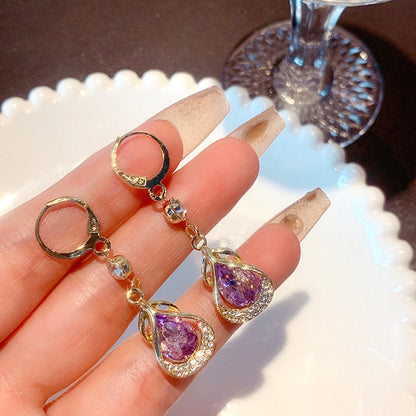 Geometric water drop earrings for women, niche temperament, face-slimming earrings