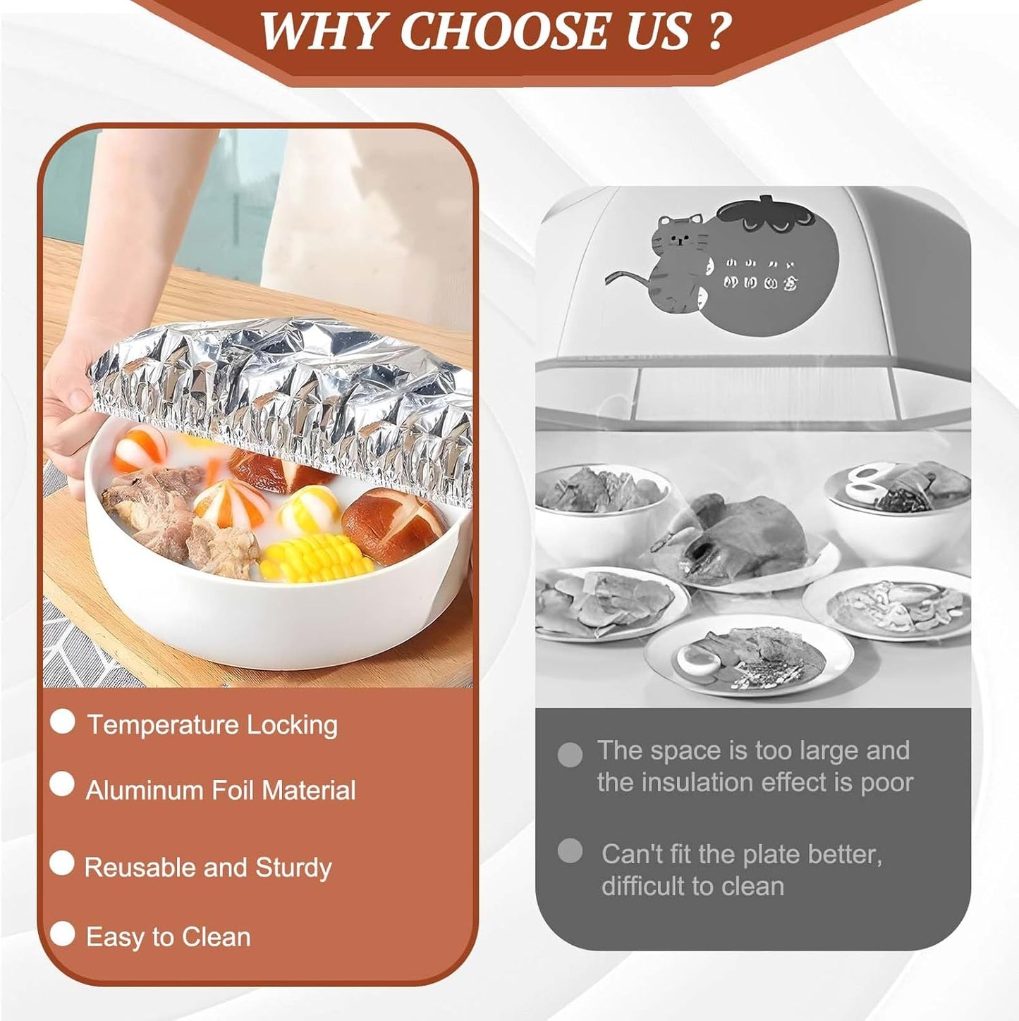 🍲 🔥 Home dining table & food container aluminum foil heat- retaining cover