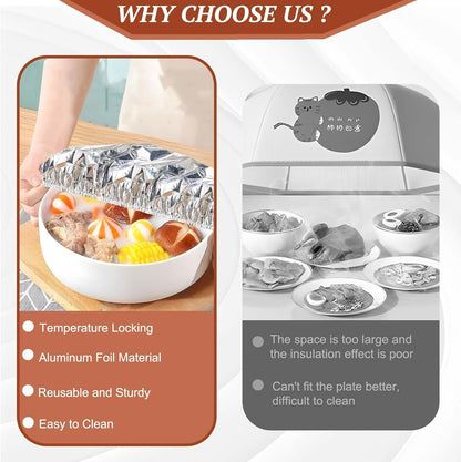 🍲 🔥 Home dining table & food container aluminum foil heat- retaining cover