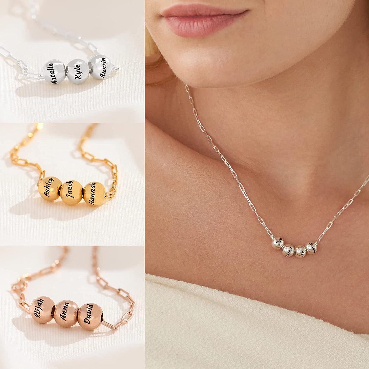 Harper Bead & Name Custom Necklace