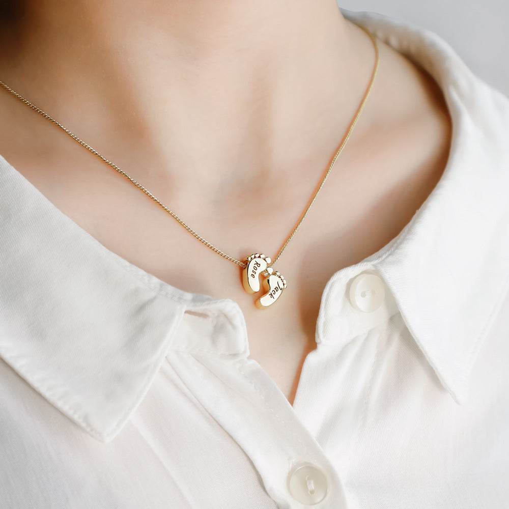 Rachel Gold Engraved Little Footprint Necklace