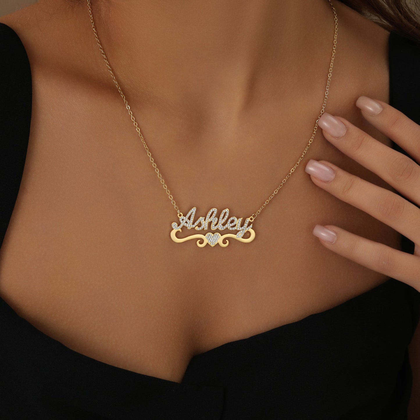 Elsa Iced Heart Name Necklace